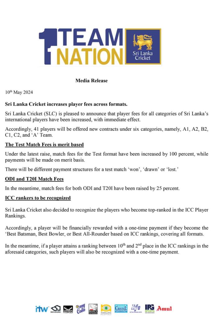 இலங்கை கிரிக்கெட் ஒப்பந்தத்தில் 41 வீரர்கள்